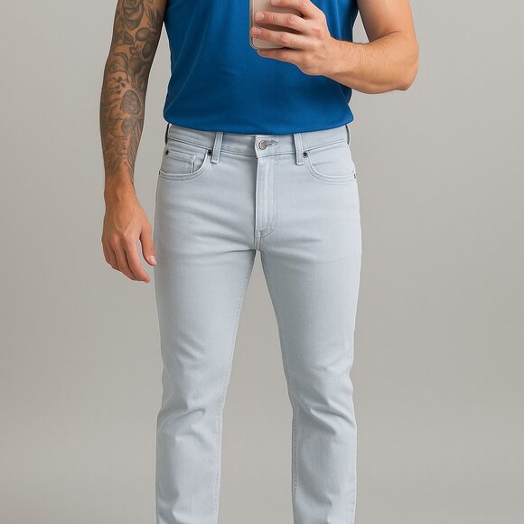 Kenneth Cole Reaction Men’s 5-Pocket Pants – Light Blue, 30x32 Straight Fit - Picture 4 of 5